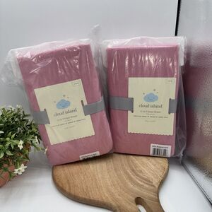 2X Cloud Island Baby Crib Fitted Sheet Elastic Pink Girl Nursery NWT Shower Gift